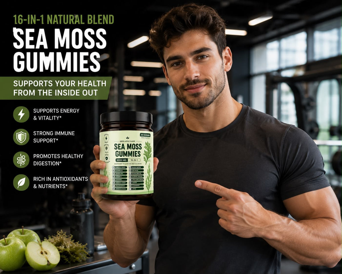 Sea Moss Gummies – 6,000 MG | 16-in-1 Natural Blend | Green Apple